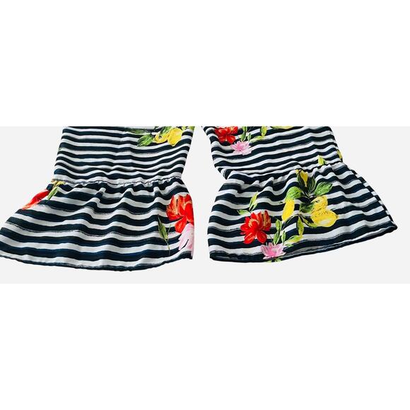 VALERIE STEVENS 3/4 BELL SLV PULL-OVER BLOUSE, WOMEN-2X-BLA/WHI STRIPED & FLORAL - Picture 8 of 10